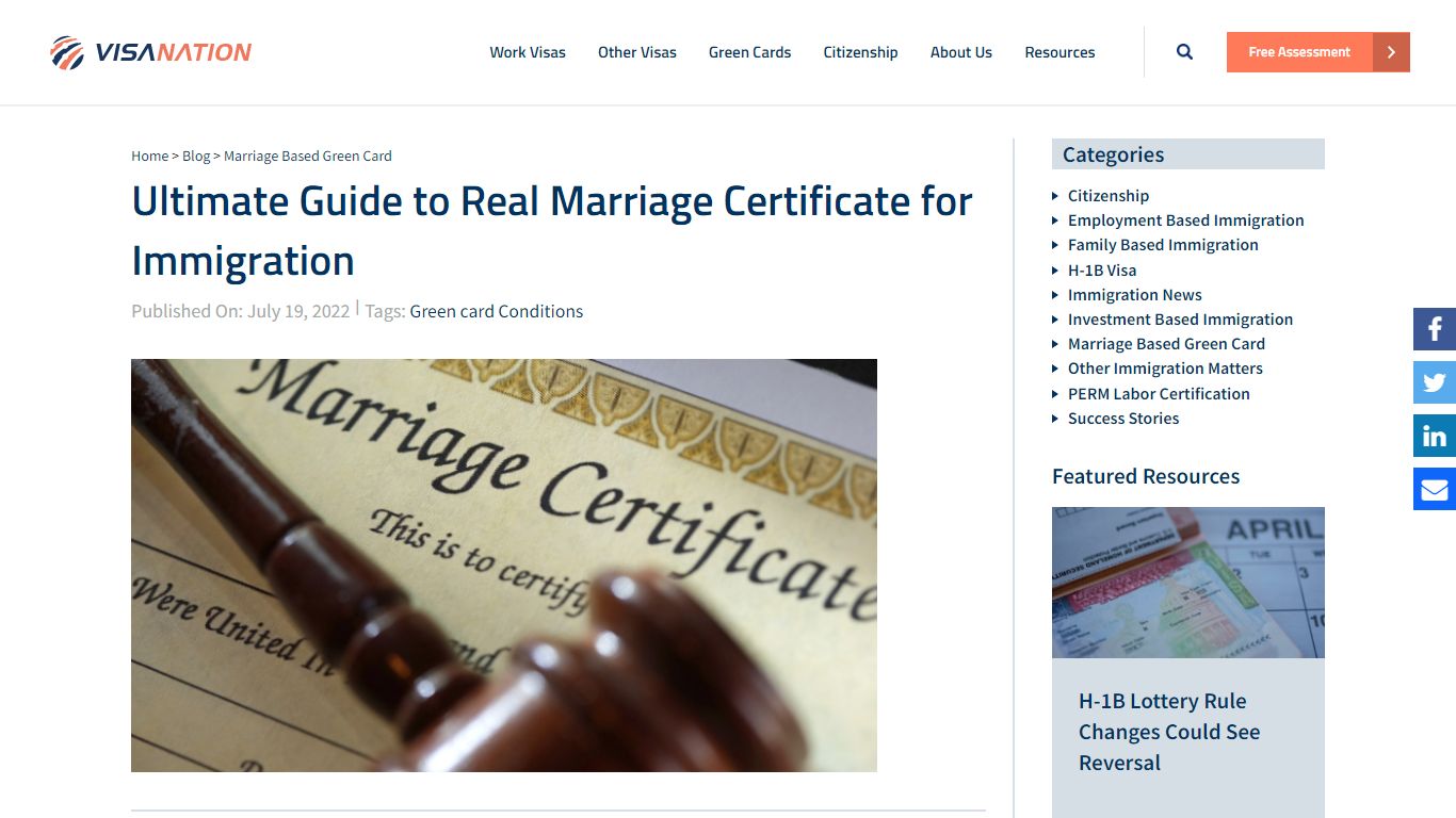 Ultimate Guide to Real Marriage Certificate for Immigration - VisaNation